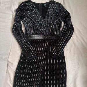 Windsor Black Studded Long Sleeve Dress